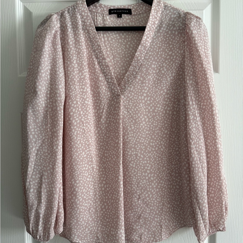 Gibson Pink and White Patterned Blouse